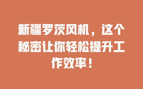 新疆羅茨風(fēng)機(jī)，這個(gè)秘密讓你輕松提升工作效率！ 一